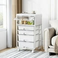 thumbnail image 4 of Utility Cart With 4 Drawers,Craft Cart,Storage Cart,Rolling Cart With Drawers,Cart With Drawers,Kids Craft Organizers And Storage With Flip-Up Drawer Door,White, 4 of 7