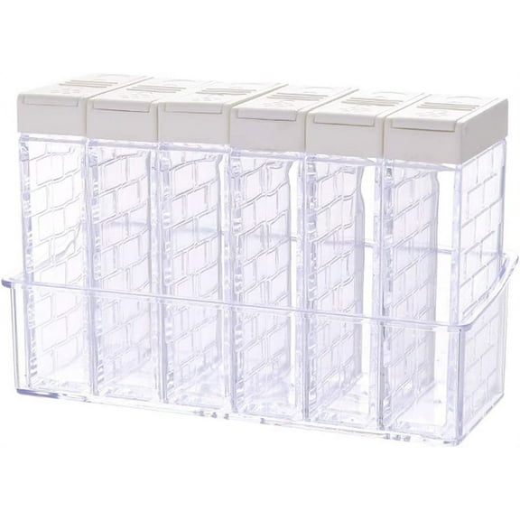 6 Case Spice Shaker Jars,Plastic Salt and Pepper Shakers with Lid,Transparent Condiment Jar Storage Container Storage Bottle Box Set Seasoning Shaker