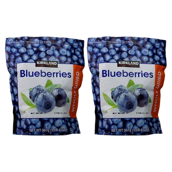 2 PACK | KS Kosher Whole Dried Blueberries (Resealable Bag) , 20 oz