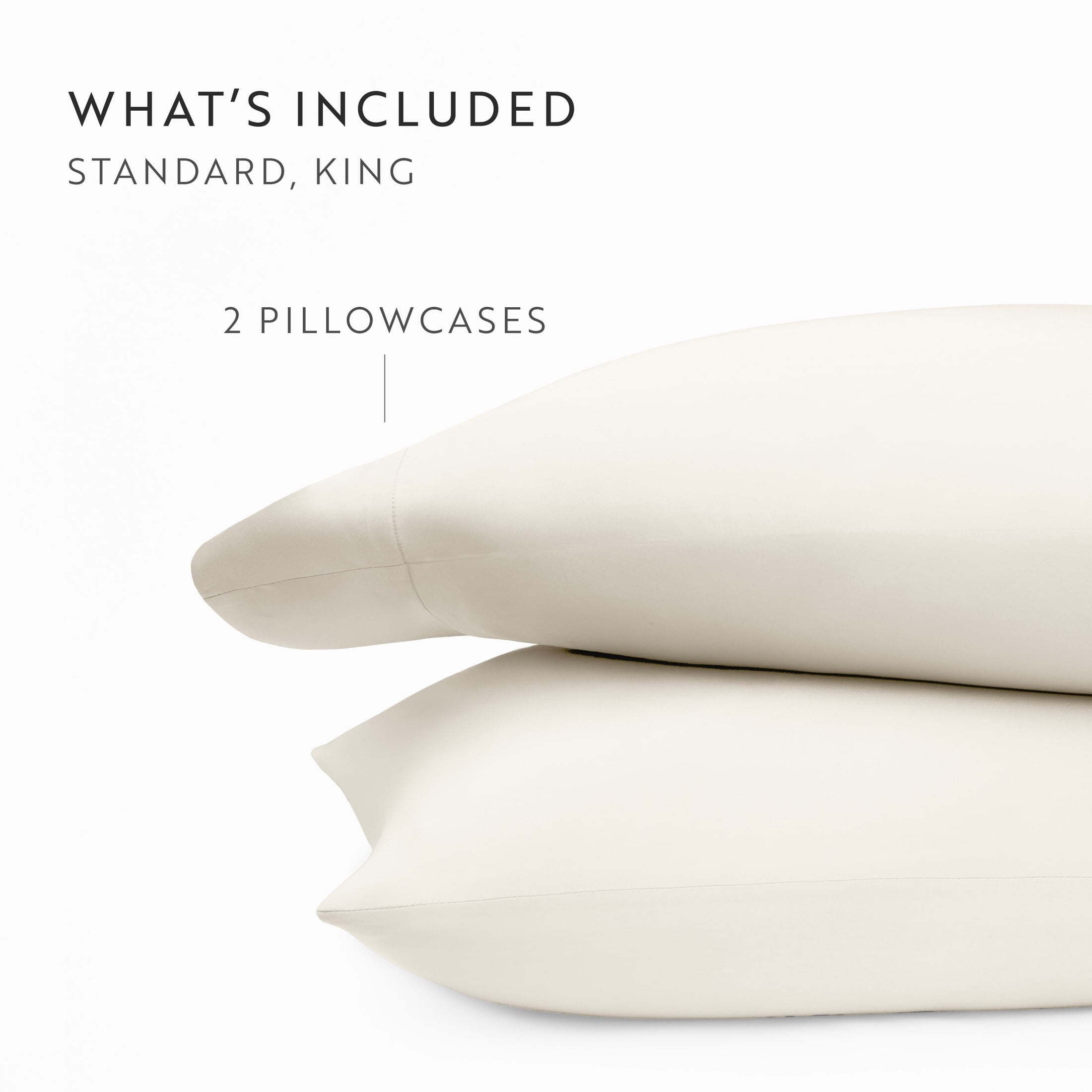 Noble Linens 2 Piece Rayon From Bamboo Pillowcase Set, Ivory, Standard/Queen