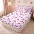 thumbnail image 3 of meiyoeat Kawaii Princess Bow Zipper Twin Comforter Sets with Fitted Sheet and 2 Pillowcases for Kids Girls, Hot Pink Love Hearts Zipper Bedding Set for Bedroom, Pink ReversibleG, 3 of 6