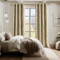 thumbnail image 3 of NICETOWN 100% Blackout Curtains for Bedroom, Noise Reducing Thermal Insulated Silver Branch Curtain, Grommet Blackout Curtains for Patio Sliding Glass Door 2 Panels, 52 x 63 Inch, Biscotti Beige), 3 of 10