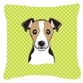 thumbnail image 2 of Carolines Treasures BB1199PW1818 Checkerboard Blue Jack Russell Terrier Fabric Decorative Pillow- 18 x 18 In., 2 of 3