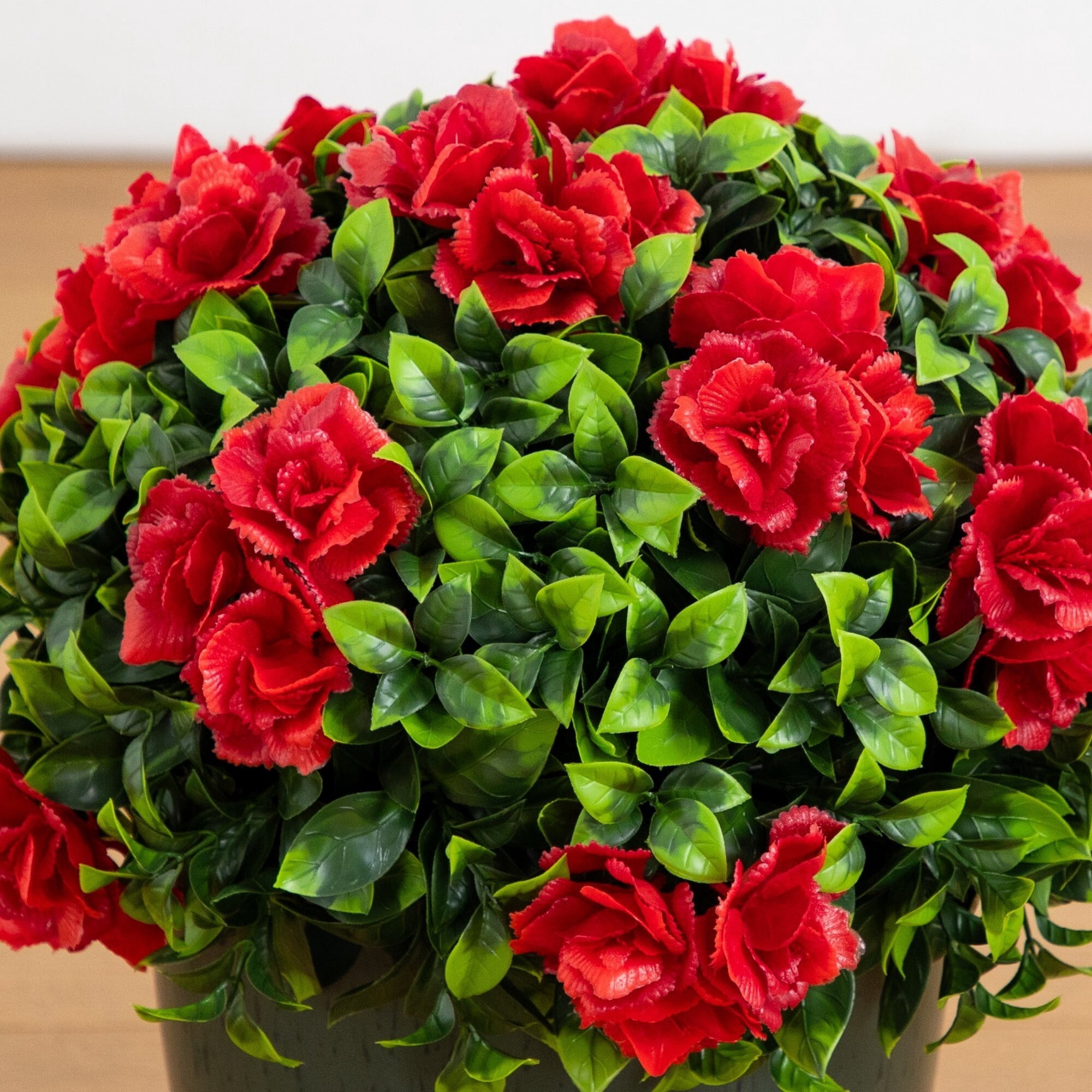 18in. UV Resistant Artificial Camellia in Black Decorative Planter (Indoor/Outdoor)