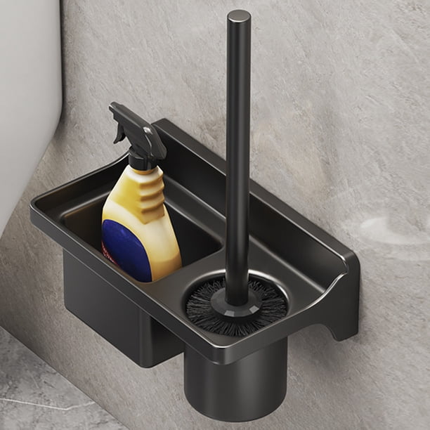 RKSTN toilet brush Wall-mounted Toilet Brush With Base Two Storage Holes Household No Dead Angle Toilet Brush Toilet Cleaning Brush Set