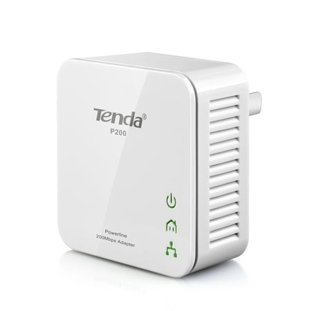 Tenda P200 Powerline Adapter - 2 - 1 x Network (RJ-45) - 200 Mbit/s Powerline - HomePlug AV - Fast