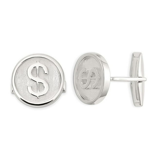 Sterling Silver Polished Dollar Sign Cuff Links