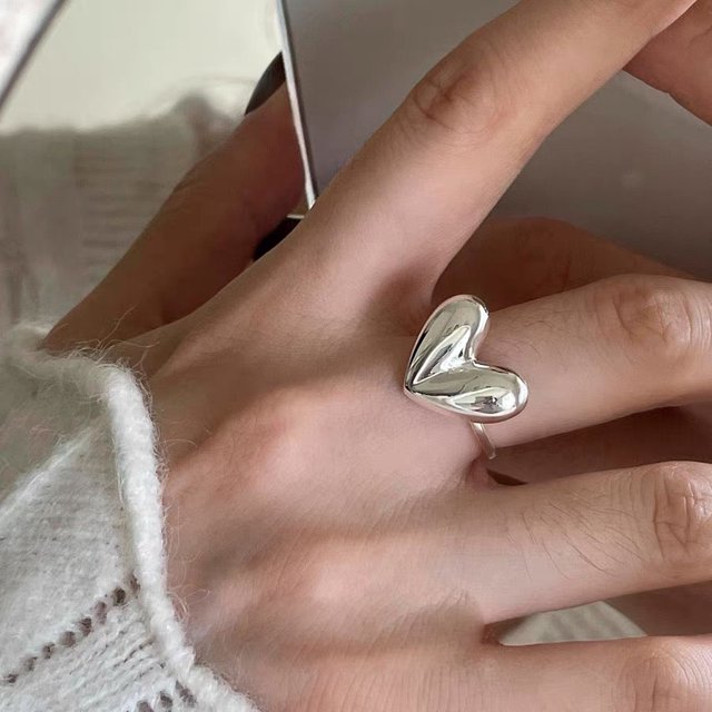 YAyu-anillos de Ley 925 para mujer, sortija de corazón Retro Irregular hecha a mano, Simple, geométrica, hipoalergénica, regalo de fiesta de cumpleaños
