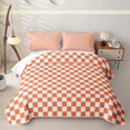 thumbnail image 2 of Erosebridal Orange Checkerboard Bed Spread Queen,Minimalist Geometric Grid Queen Coverlet Set For Boys,3-Piece, 2 of 7