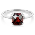 thumbnail image 2 of Gem Stone King 2.51 Ct Cushion Checkerboard Red Garnet White Diamond 10K White Gold Ring, 2 of 5