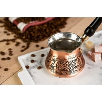 400 ml Handmade Pure Copper Turkish Coffee Pot with Wooden Handle – 400 ml Milk and Coffee Warmer