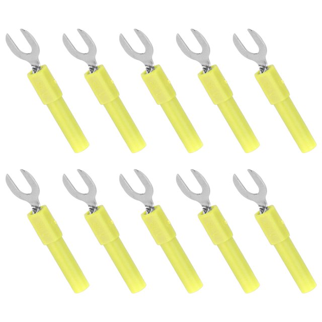 Conector de cable de horquilla eléctrica, 10 piezas, cable de horquilla tipo U, terminales de crimpado eléctricos, adaptador de enchufe tipo banana, acabado de lujo