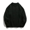 thumbnail image 5 of Men's Cable Knit Sweater Round Neck Thickened Pullover Textured Warm for Winter Casual Wear and Christmas Holiday Gatherings,Black,2XL, 5 of 5