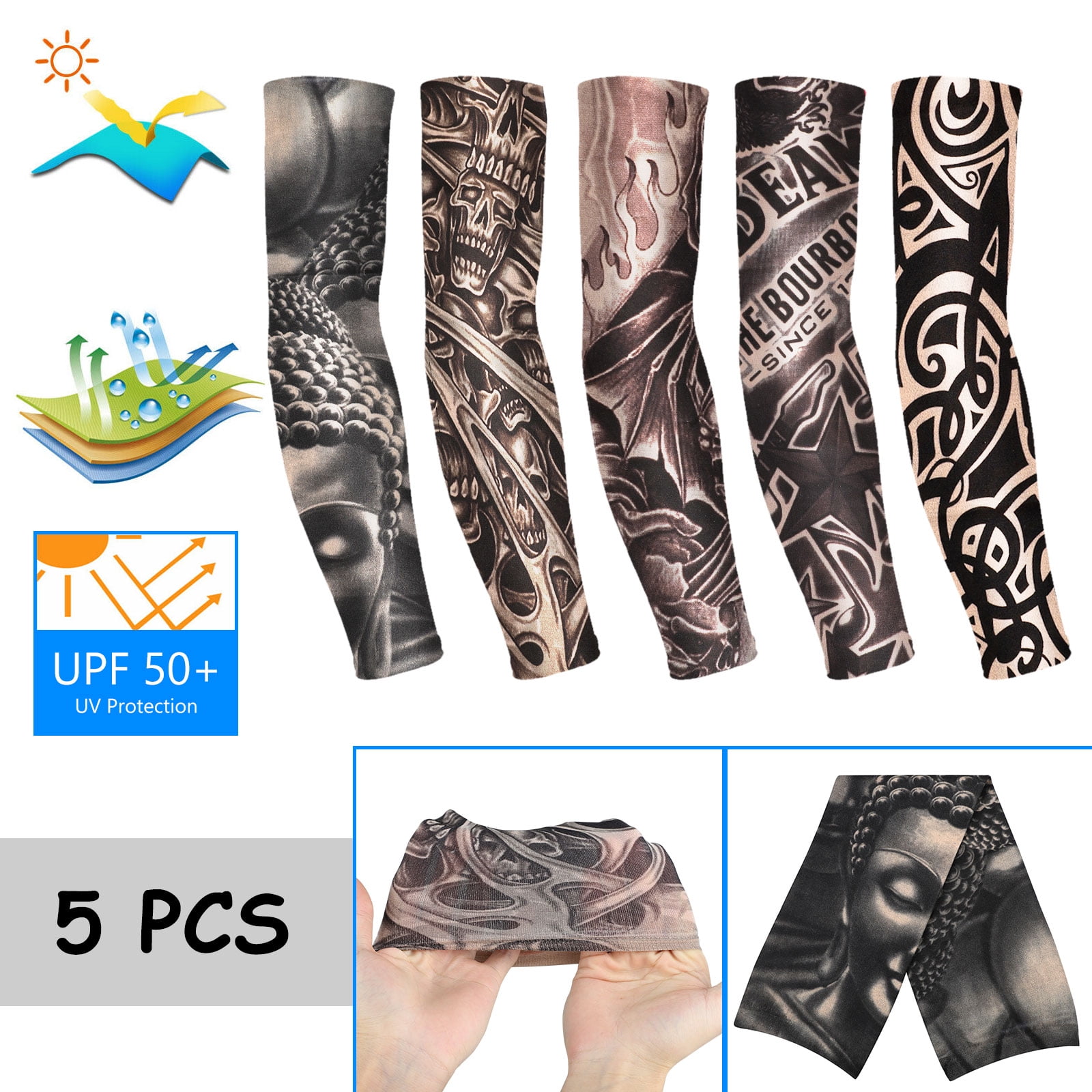 2 Arm Sleeves Unicorn Mens Sun UV Protection Sleeves Arm Warmers Cool Long Set Covers