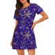 thumbnail image 1 of Fotbe blue purple Snowflake Bata de Dormir para Mujer con Estampado, Camisón de Algodón de Manga Corta, Ropa de Dormir Casual, 1 of 6