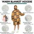 thumbnail image 5 of Wearable Oversized Blanket,Checkered Pumpkin Halloween Pattern Wearable Blanket Hoodie for Adults,Cozy Hooded Blankets with Super Pockets,Super Warm Fuzzy Pullover for Women & Men, 5 of 6