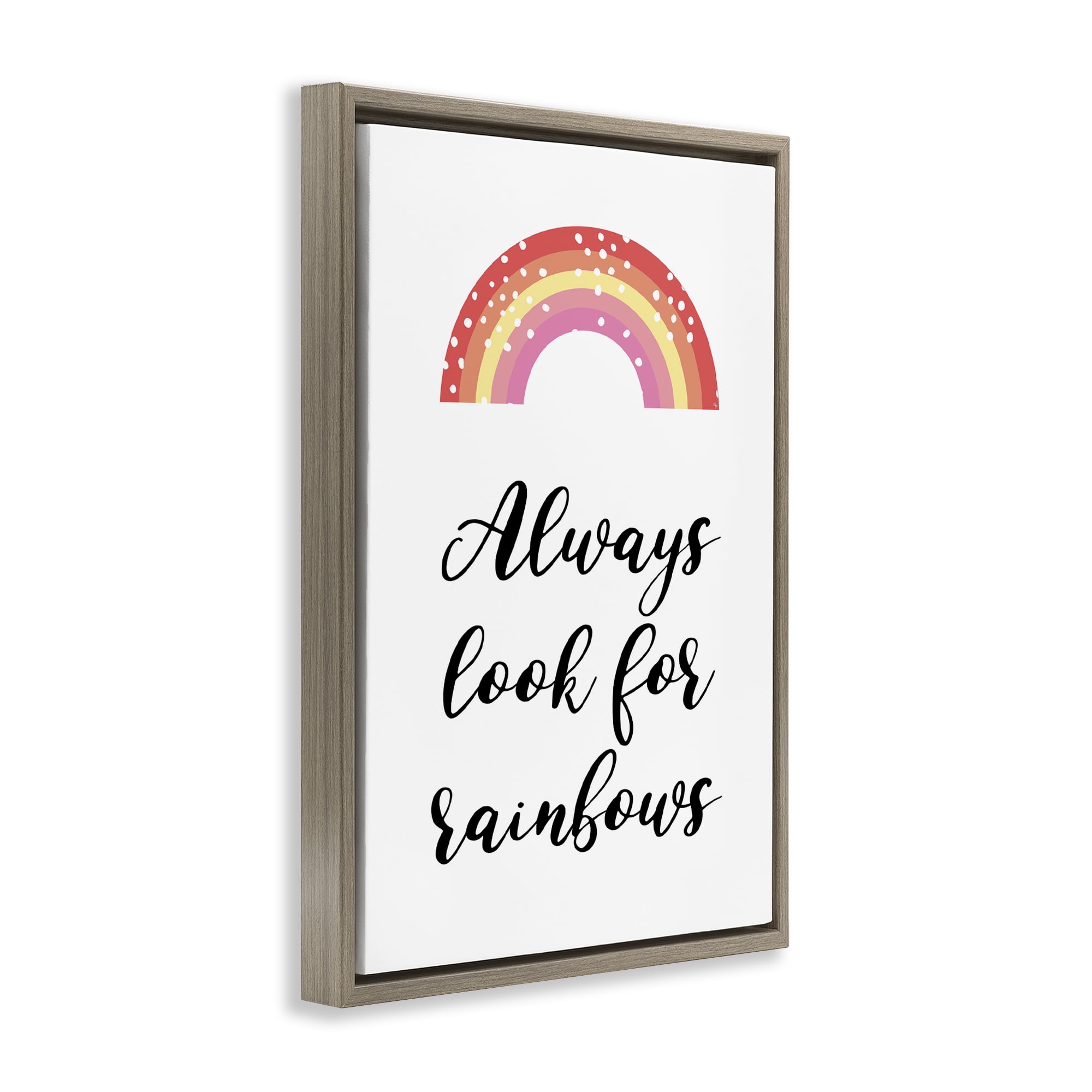 Stupell Industries Always Look For Rainbows Brown Framed Floater Canvas Wall Art, design by Martina Pavlova