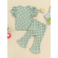 thumbnail image 4 of Bagilaanoe 3pcs Newborn Baby Girl Pants Set Flower Short Sleeve T-shirt Tops + Flare Trousers 6M 12M 18M 24M 3T 4T Kids Casual Clothes, 4 of 7