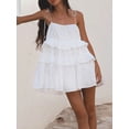 thumbnail image 5 of Women's Ruffle Layered Tie Shoulder Cami Dress 100% Cotton Fabric for Effortless Summer Chic Everyday Wear AllDay, 5 of 18