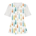 thumbnail image 5 of Patlollav Womens Tops Short Sleeve Floral Print Lace Mesh Splicing Pullover V-Neck Blouse, 5 of 6
