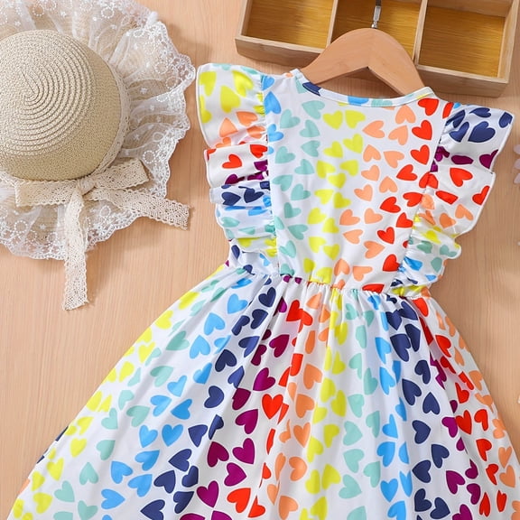 Vedolay Summer Dress Girls Short Sleeve Dress Toddler to Little Kid,Yellow 4-5 Years