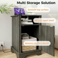 thumbnail image 3 of Superjoe Farmhouse Nightstand w/Charging Station, Wooden Rustic Tall Bedside Table, End Table w/Storage Shelf & Shelf for Bedroom, Living Room, Dark Gray, 3 of 10