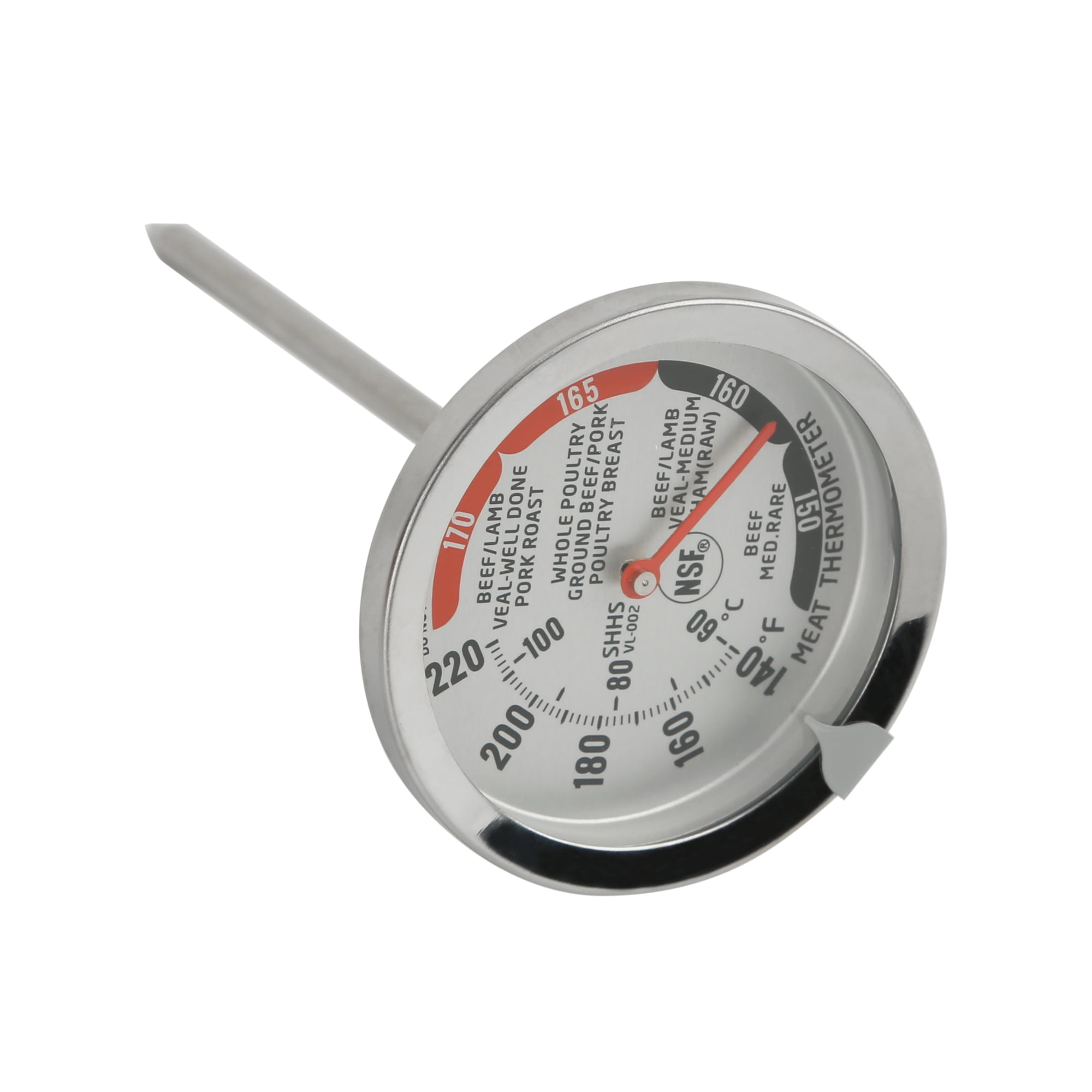 Mainstays Oven Safe Meat Thermometer, Dishwasher Safe Extra Large Dial,  Silver