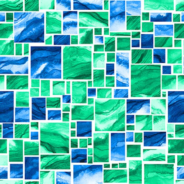 Blank Quilting 105767 Aziza Tiles Teal Cotton Fabric by The Yard