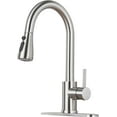 thumbnail image 2 of Kitchen Faucet with Pull Down Sprayer - Brushed Gold Single Handle Kitchen Faucets, High Arc Stainless Steel Pull Out Kitchen Sink Faucet with Deck for RV Laundry Farmhouse Bar, 2 of 8