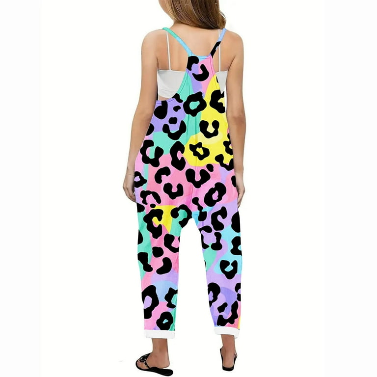 GERsome Girls Jumpsuit Sleeveless Cute Print Long Pants Romper Loose Spaghetti Strap Kids V Neck Casual Overalls with Pockets 5 14 Years Size 13 14 Years 02 Colored Patch Walmart