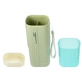 thumbnail image 7 of Large Capacity Toothbrush Case with Cup Traveling Toothbrush Holders PP PE Green Beige 7.87"x3.07"x2.28", 7 of 7