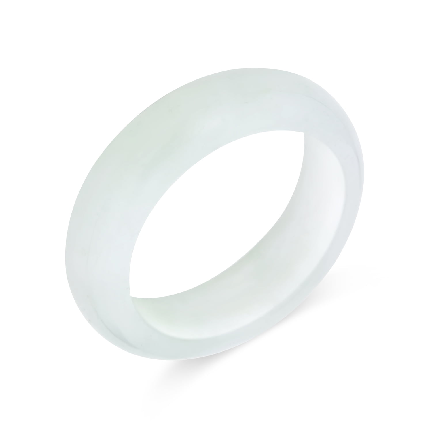 Good Luck Energy Simple Minimalist Smooth Gemstone Stackable Dyed White Jade Band Ring for Women for Teen