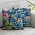 thumbnail image 3 of Fenyluxe Pillow Cover Case Flowers Floral Pattern Chinoiserie Style with Invisible Zipper,Cushion Cover Throw Pillowcase for Home Decorative Couch Sofa Bedroom, Peonies in Navy 2pcs White, 3 of 7