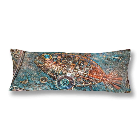 ABPHOTO Vintage Steampunk Fish Body Pillow Covers Pillowcase 20x60 inch Retro Steampunk Body Pillow Case Protector