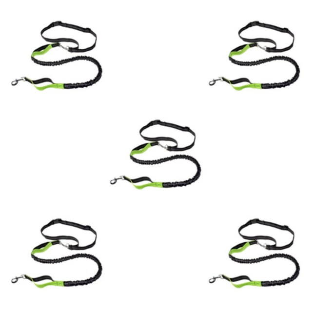 Baohd Green Reflective Strip Dog Leash With Adjustable Waist Belt Stylish Durable Polyester And Zinc Alloy green 5Set