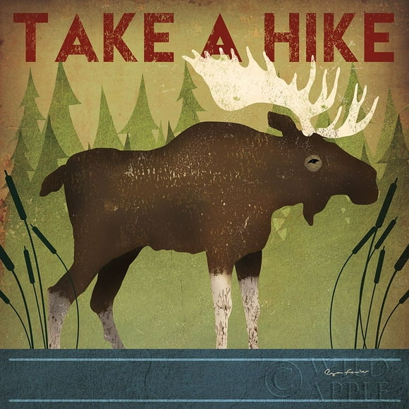 Take a Hike Moose Poster Print by Ryan Fowler (12 x 12)