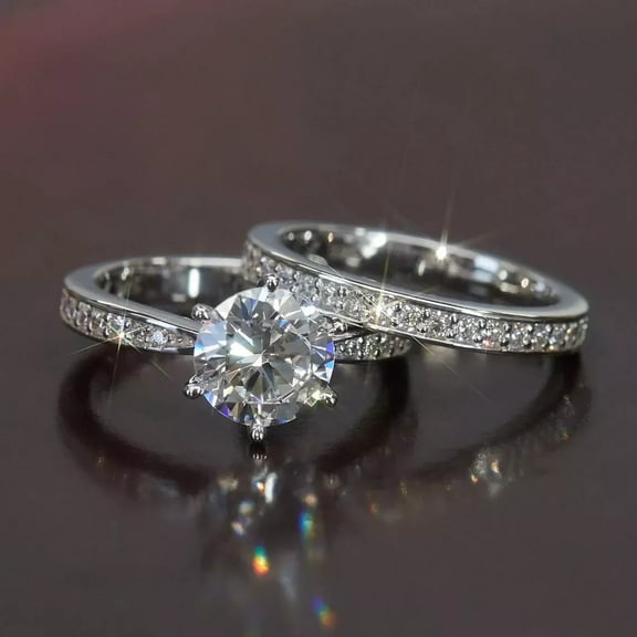 2.50Ct Round Lab Created Diamond Prapose Bridal Set Wedding Ring 14k White Gold Plated