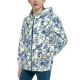 thumbnail image 2 of Pofeuu Vintage Floral Birds Print Teenage Zipper Hoodie Sweatshirts Hooded Casual Jackets With Pocket For Boys Girls-Small, 2 of 6