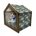 thumbnail image 1 of Grey and Green Pet House, Nostalgic Flowers in Abstract Style Leaves Blossoms Flourishing Nature, Outdoor & Indoor Portable Dog Kennel with Pillow and Cover, 5 Sizes, Grey Mint Green, by Ambesonne, 1 of 5