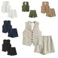 thumbnail image 2 of XBASW Women's Summer Waistcoat Shorts 2 Piece Outfits Sleeveless V-Neck Button down Vest High Waisted Shorts Business Work Sets for Womens XS-XL, 2 of 11