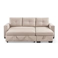 thumbnail image 3 of Moootto 91.7" Pull-Out Modern Fabric Sleeper Sectional with Chaise in Beige, 3 of 6