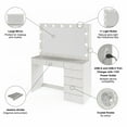 thumbnail image 3 of Ember Interiors Peggy Modern Large Greige Vanity Desk with Lighted Mirror, 7 Drawers, Power Outlet with USB Type-C and Crystal Knobs, 3 of 6