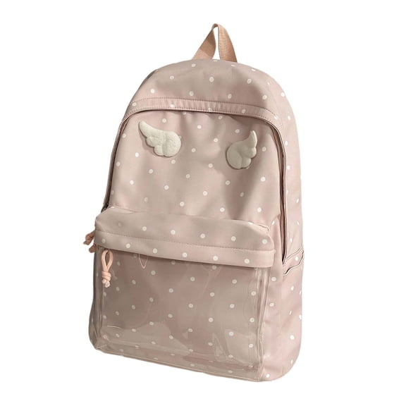Cute Angel Wing Polka Dot Backpack Multi Color Portable Teen School Holiday Gift Bag