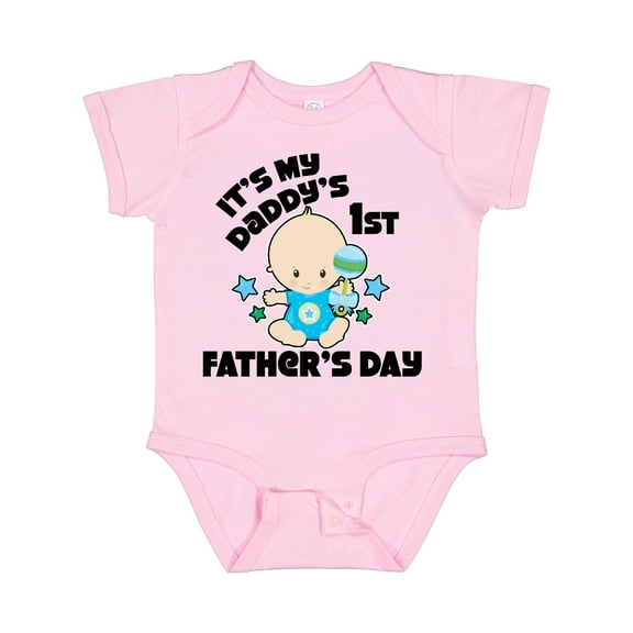 Inktastic Its My Daddys 1st Fathers Day with Baby and Stars Boys or Girls Baby Bodysuit