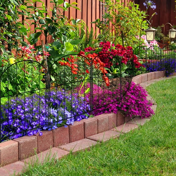 Garden Fence 10 Panels, 24 in(H) x 11 ft(L) Arched Rustproof Metal Animal Barrier for Yard  Outdoor