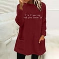 thumbnail image 2 of WREESH Womens Fashion Sweatshirt Fuzzy Fleece Crewneck Sweatshirt Print Pullover Plus Size Long Sleeve Tops Round- Neck And Winter Loose Pocket Warm Blouse Tops Wine, 2 of 4