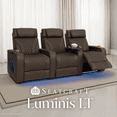 thumbnail image 3 of Seatcraft Luminis LT Zero-Gravity HeatZero Italian Leather Home Theater Seating, Heat & Massage, Power Headrest, Power Recline, Row of 5 Sofa, Brown, 3 of 9