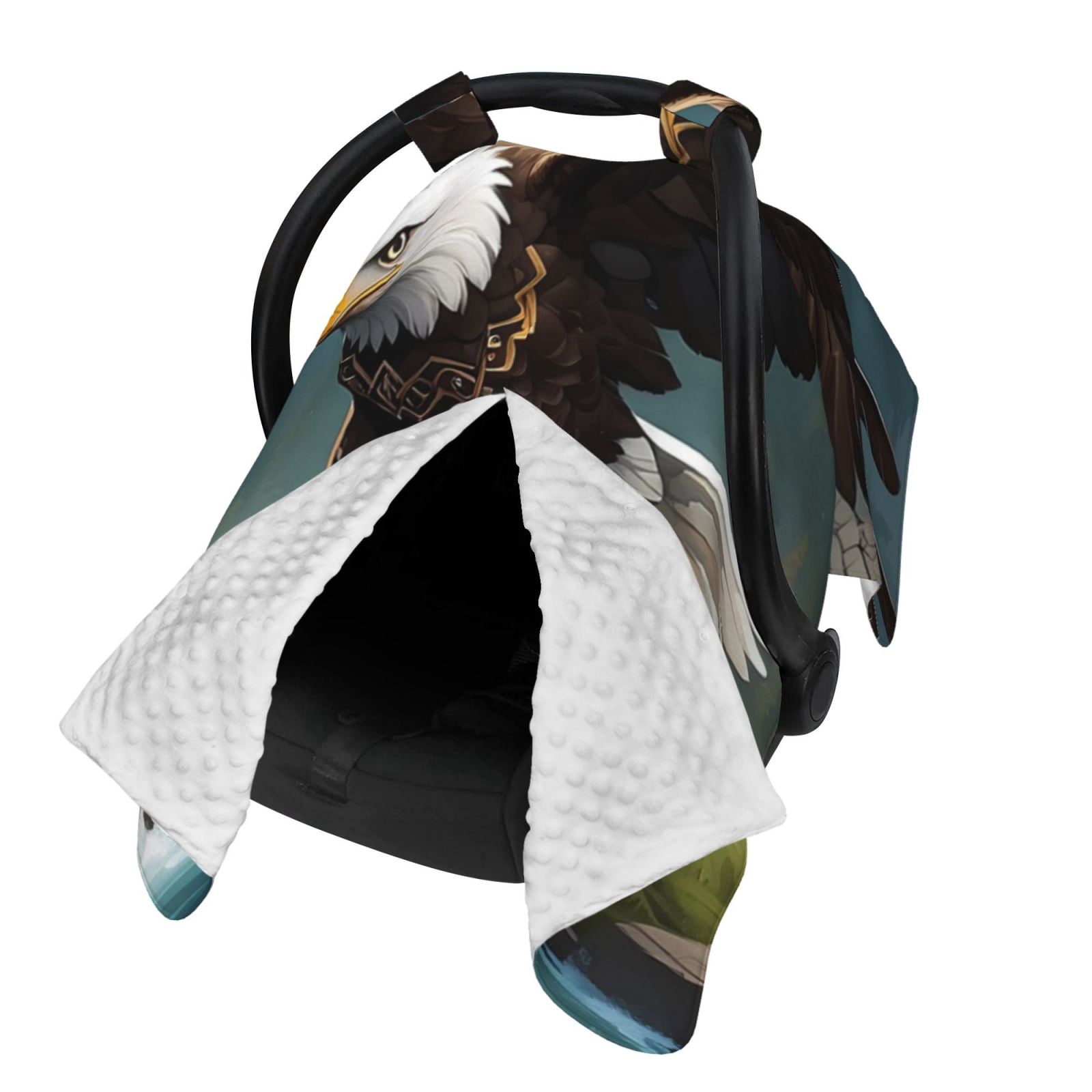 Naloa Forest River Bald Eagle Baby Car Seat Cover, Breathable Baby Carrier Cover, Multiuse Baby Carrier Cover & Nursing Breastfeeding Cover
