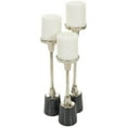 thumbnail image 6 of DecMode 3 Candle Silver Aluminum Metal Slim Candle Holder with Black Marble Base, Set of 3, 6 of 10