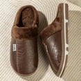 thumbnail image 7 of Fuzzy Slippers For Women Couple Fall Winter Solid Color Leather Home Warm Padded Outdoor Shoes Slippers Warm Cozy Winter House Slippers Bedroom Indoor House Shoes, 7 of 7